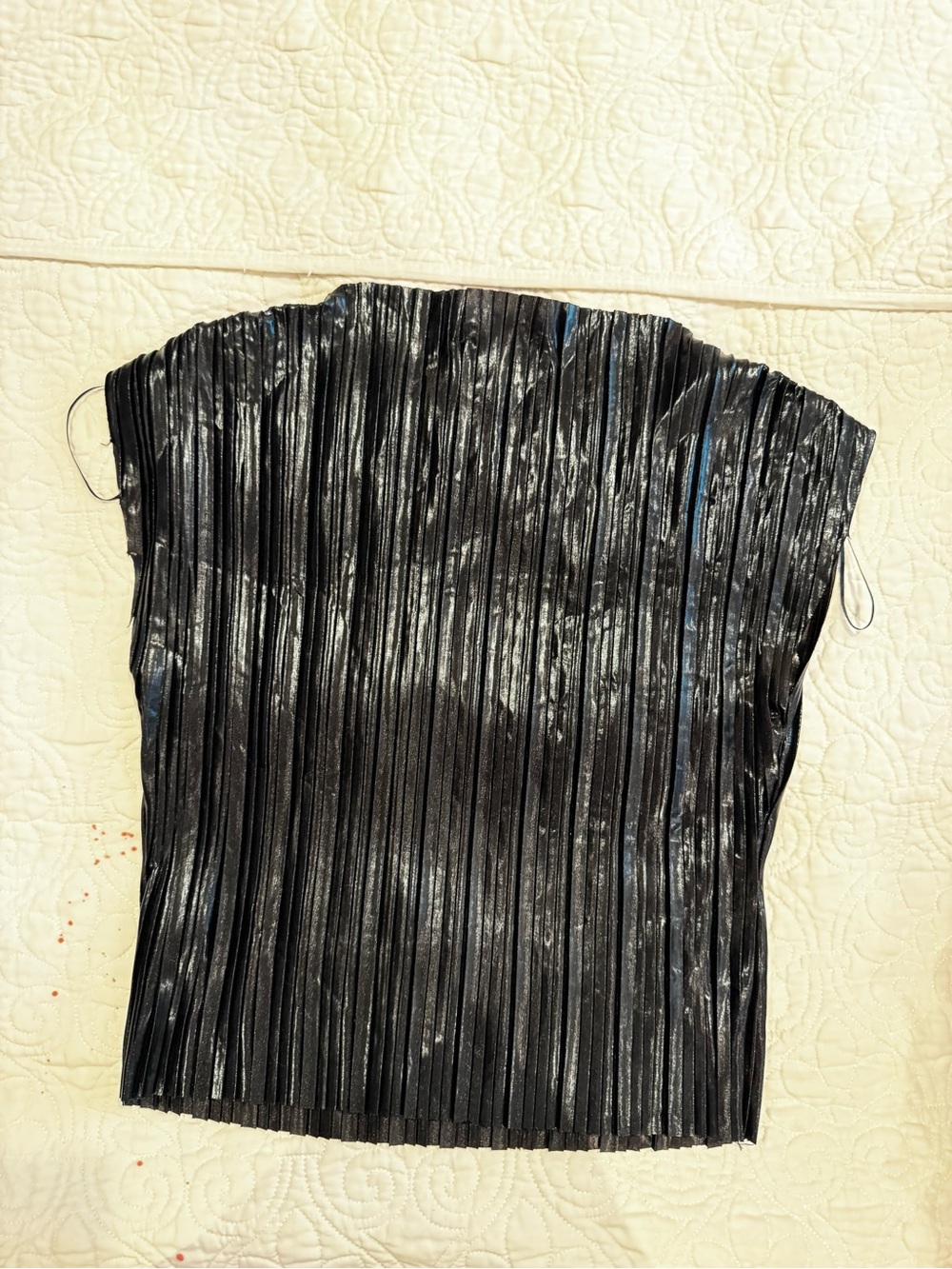 Zara Metallic Pleated Black Top - Picture 2 of 3